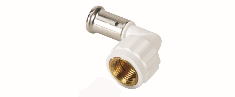Henco Угольник 90° ВР 26x3/4 ПВДФ пресс (белый) Henco Угольник 90° ВР 26x3/4 ПВДФ пресс (белый)