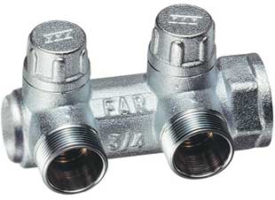 Far Коллектор запорный 3/4" с 2 отводами М24х19, концевой