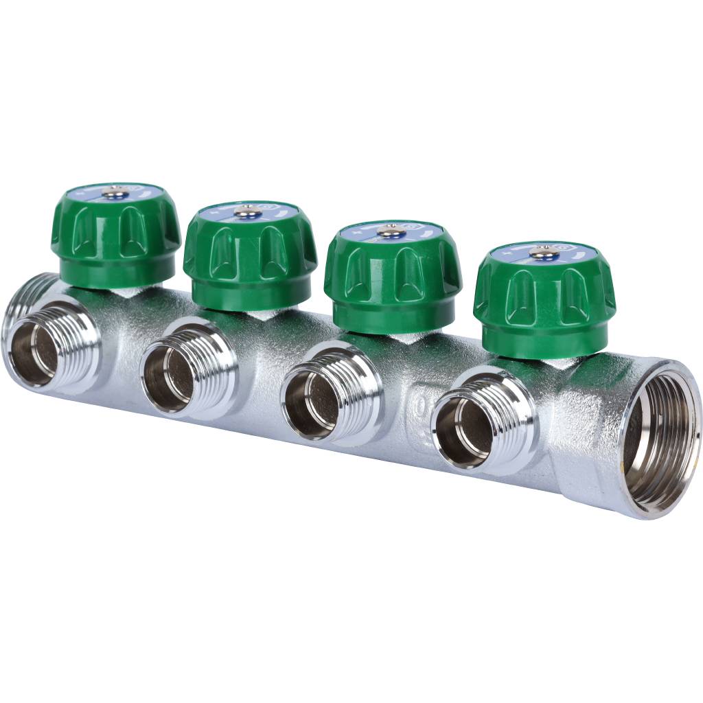 SMB-6850-011204 Stout Коллектор регулирующий 1", 4 отвода 1/2" (плоское уплотнение) SMB-6850-011204 Stout Коллектор регулирующий 1", 4 отвода 1/2" (плоское уплотнение)