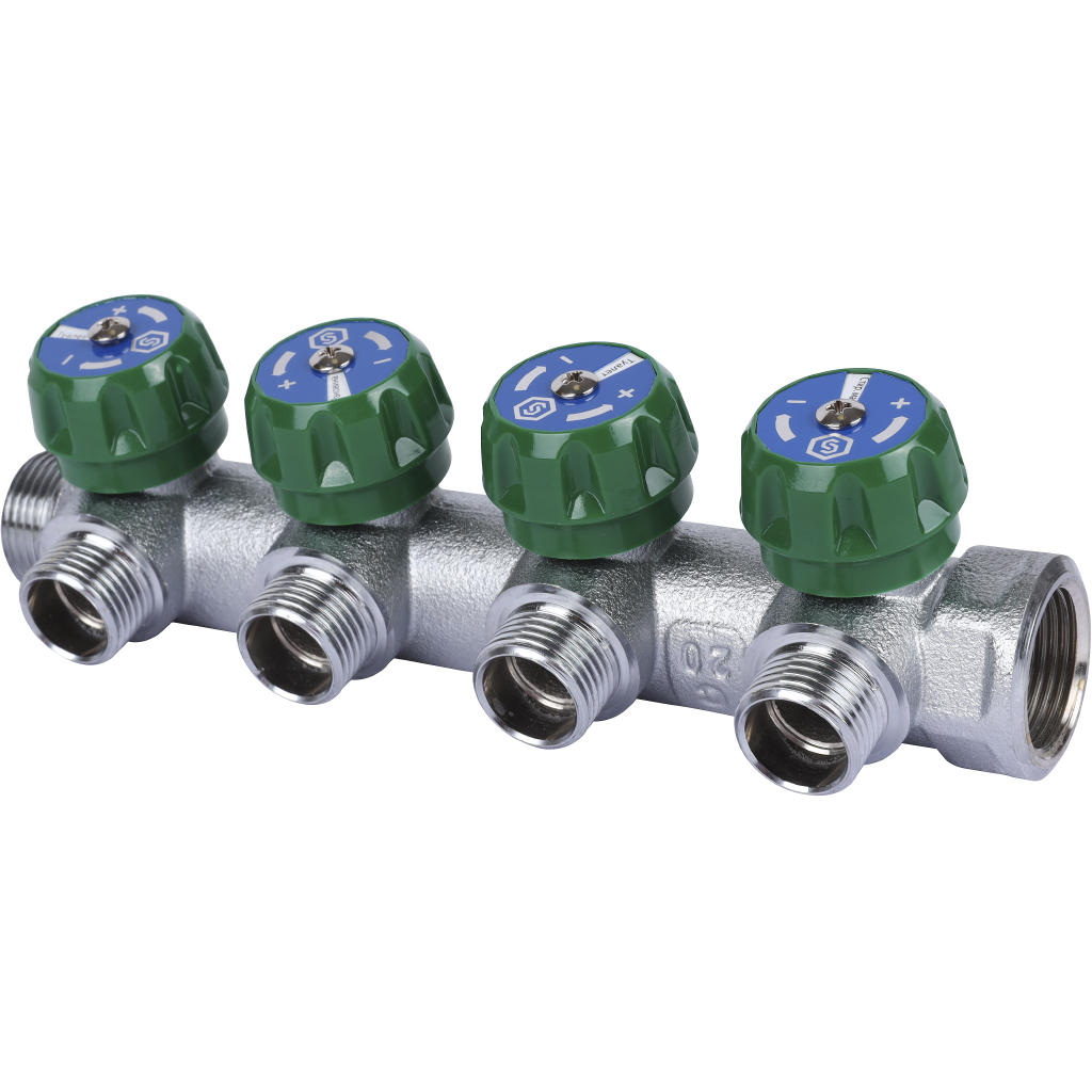SMB-6849-341204 Stout Коллектор регулирующий 3/4", 4 отвода 1/2" (плоское уплотнение) SMB-6849-341204 Stout Коллектор регулирующий 3/4", 4 отвода 1/2" (плоское уплотнение)