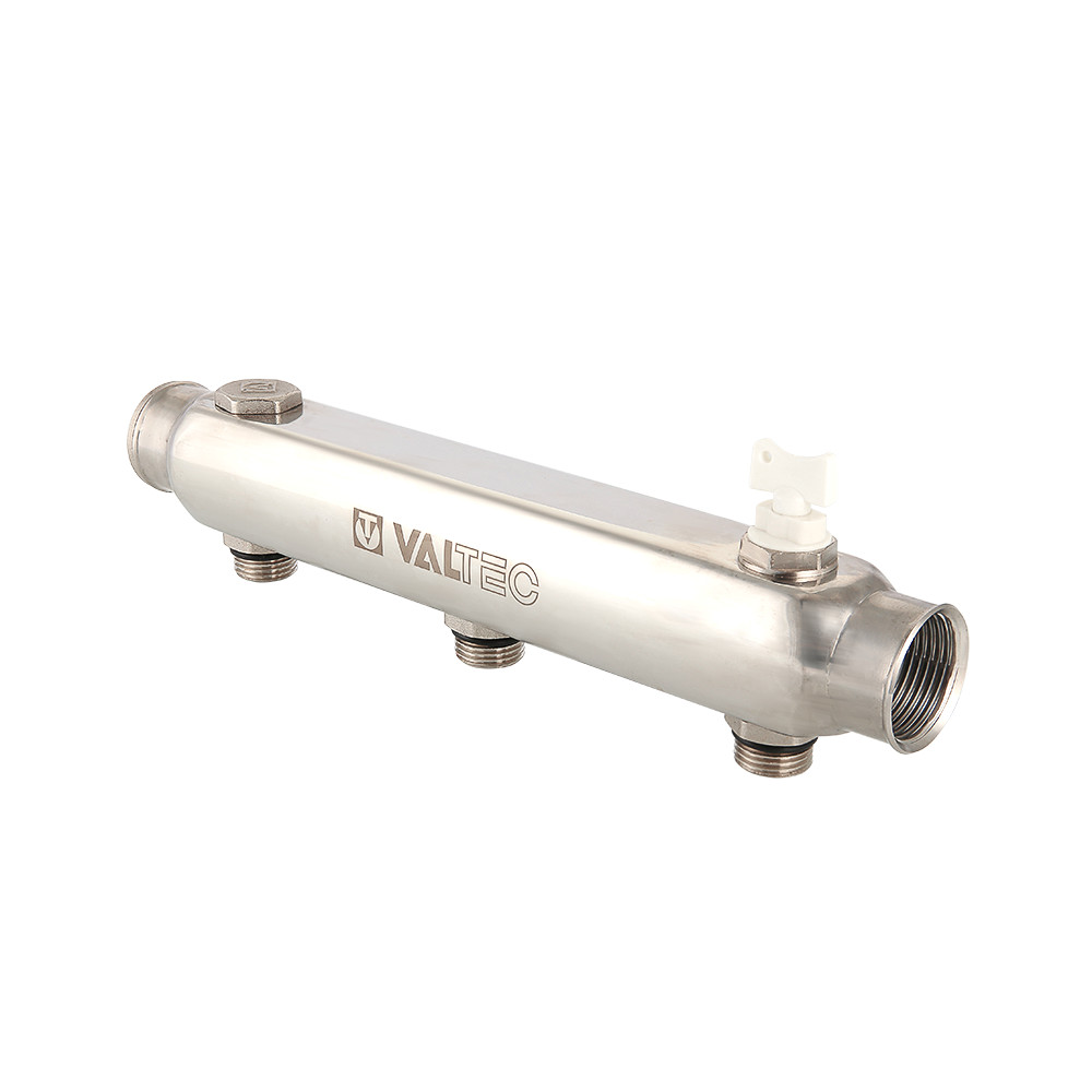 Valtec 1", 7 x 1/2" Коллектор 7 вых. из нержавеющей стали с межосевым расстоянием 100 мм Valtec 1", 7 x 1/2" Коллектор 7 вых. из нержавеющей стали с межосевым расстоянием 100 мм