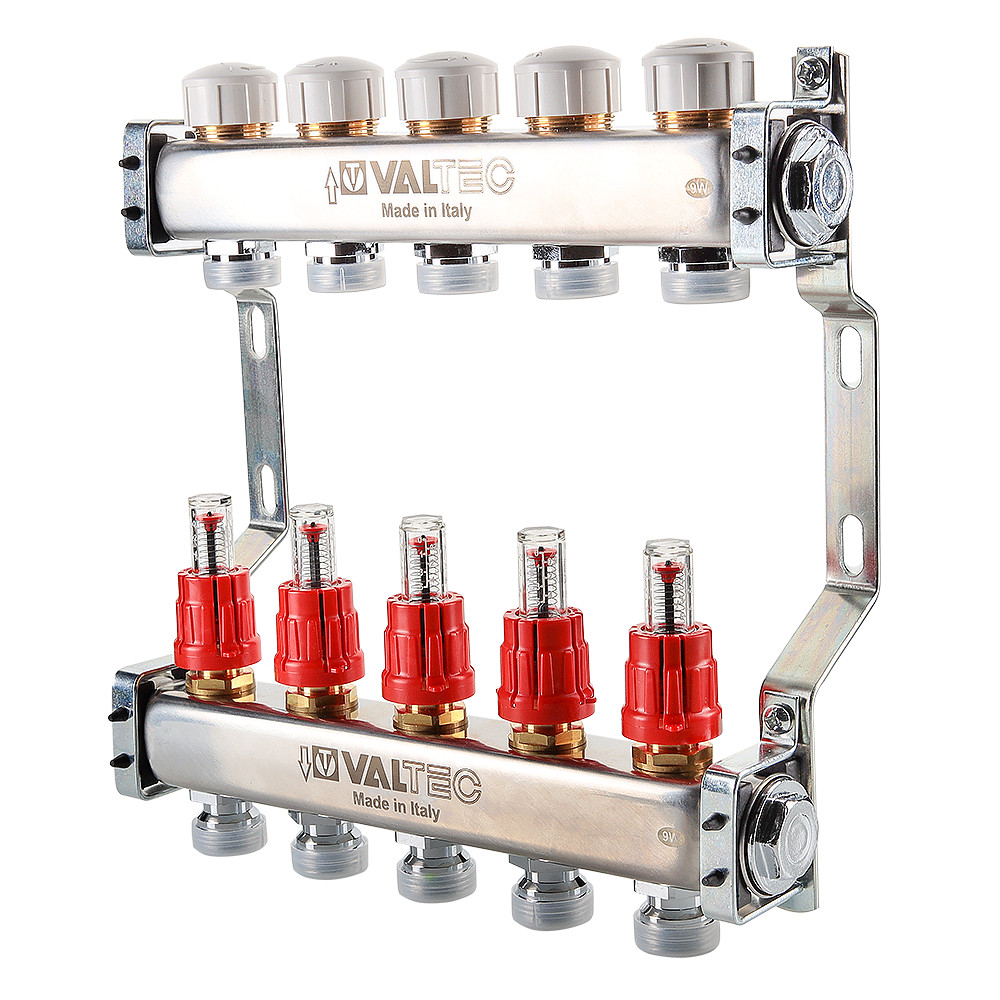 Valtec 1", 8 x 3/4", евроконус Коллекторный блок с регулирующими клапанами и расходомерами