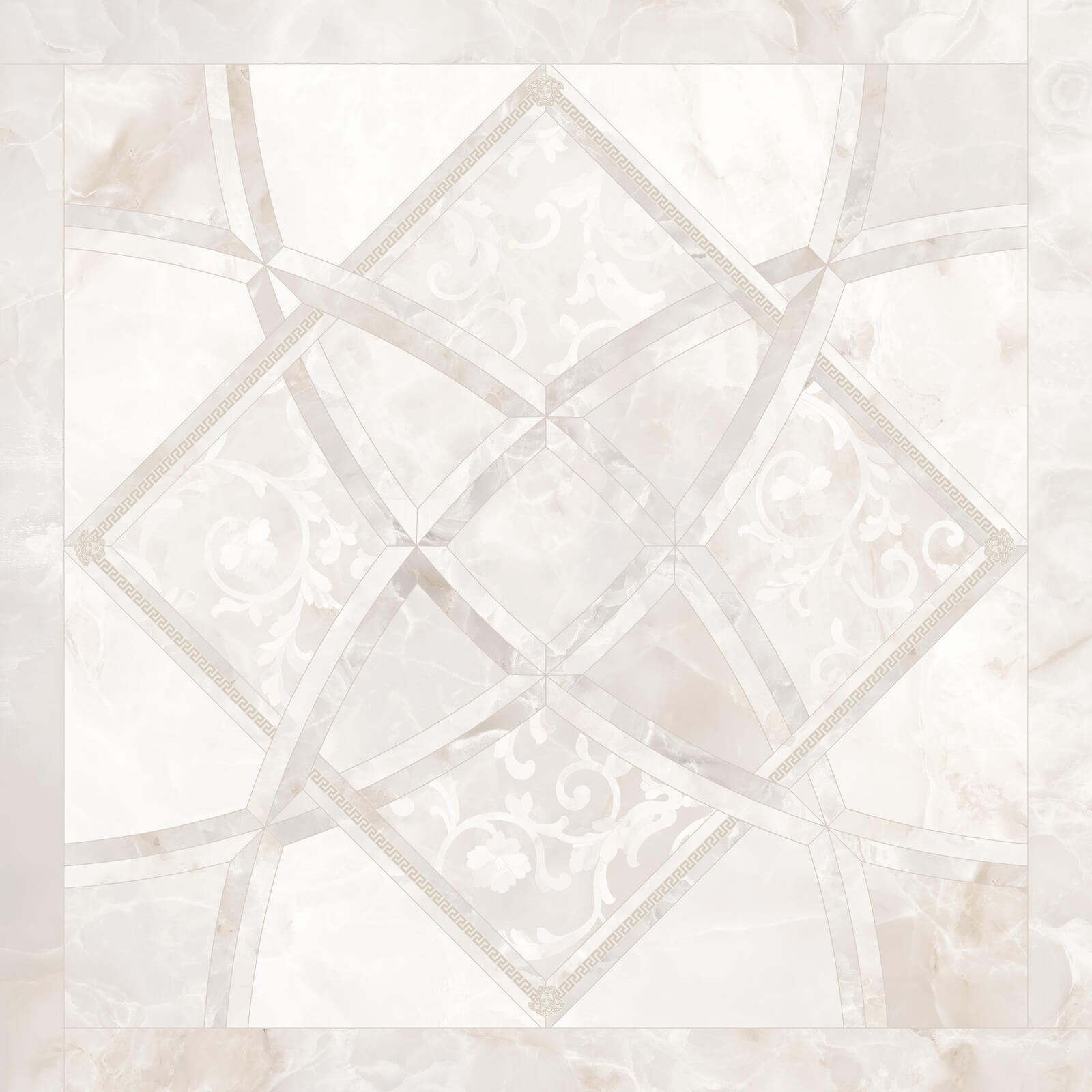 Versace Emote Fondo Intarsio Onice Bianco 78x78 см Напольная плитка