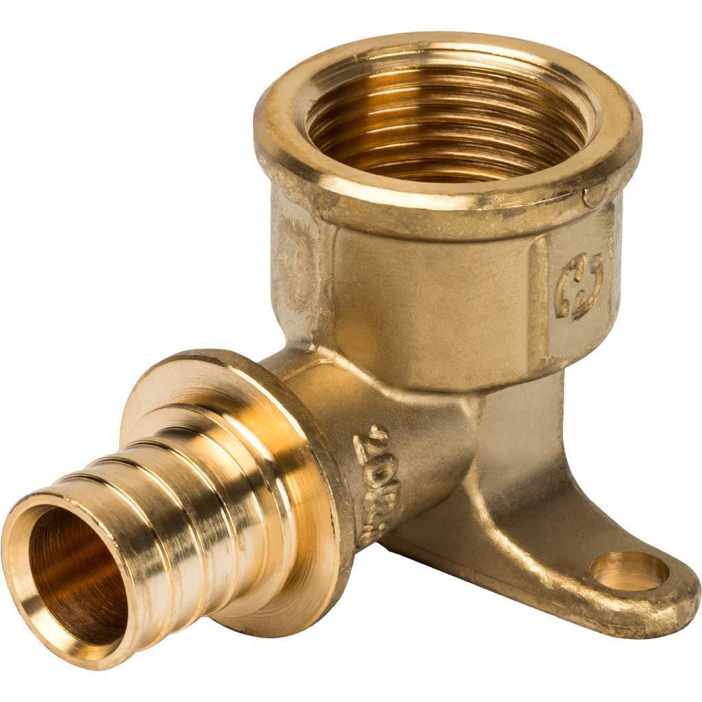 STOUT Угольник 20xRp 3/4" настенный с креплением для труб из сшитого полиэтилена аксиальный