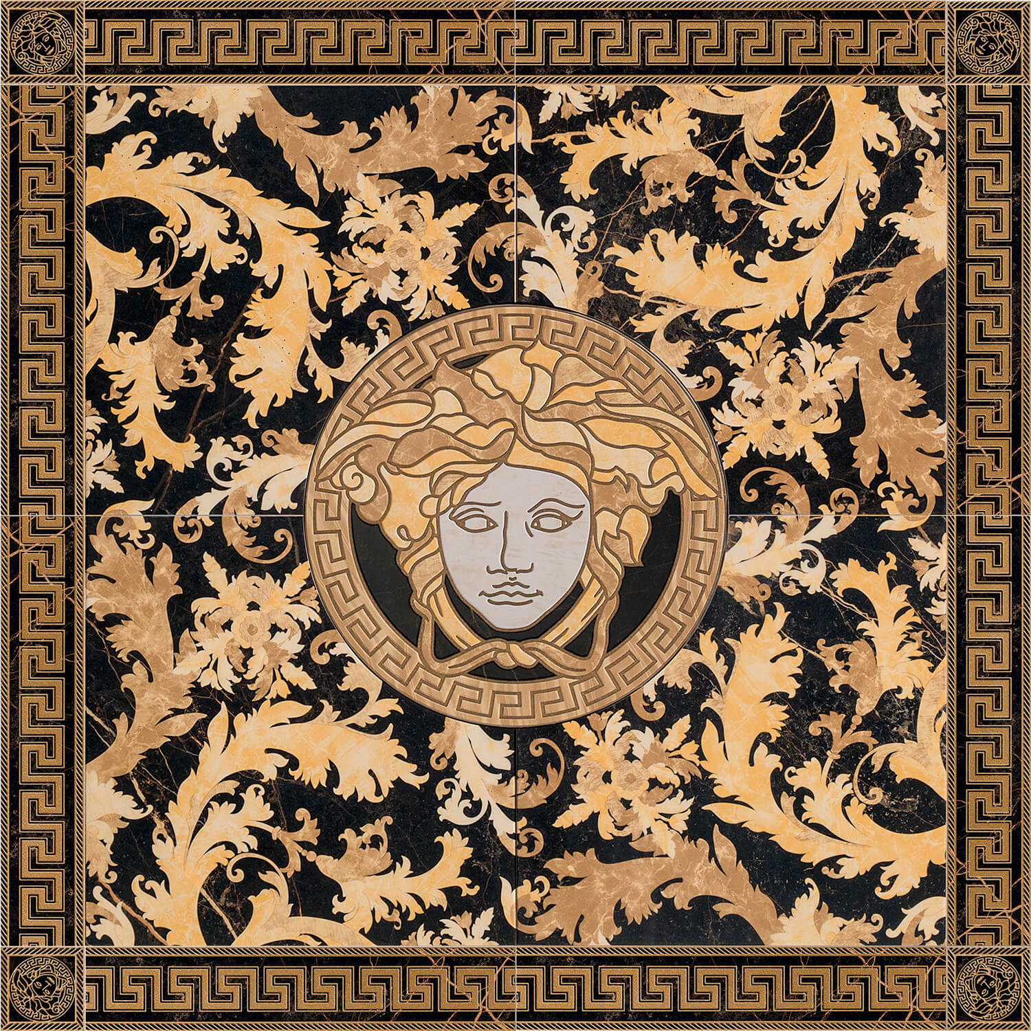 Versace Marble Rosone Nero S.Lauren 117,2x117,2 см Панно