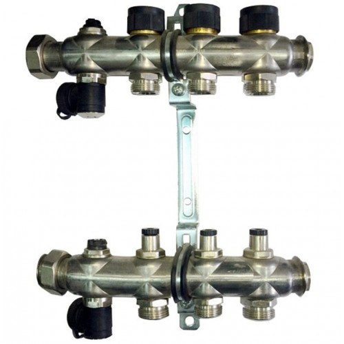 Oventrop Multidis SF Коллектор 3 отвода G 3/4'' с вентильными вставками (воздушник сзади) Oventrop Multidis SF Коллектор 3 отвода G 3/4'' с вентильными вставками (воздушник сзади)