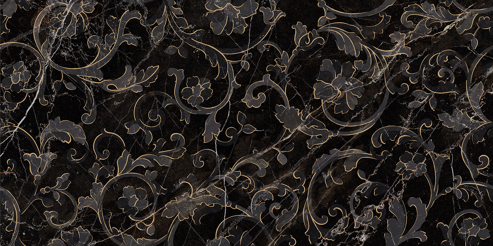 Versace Emote Floreale Nero Amasant 39x78 см Декор Versace Emote Floreale Nero Amasant 39x78 см Декор