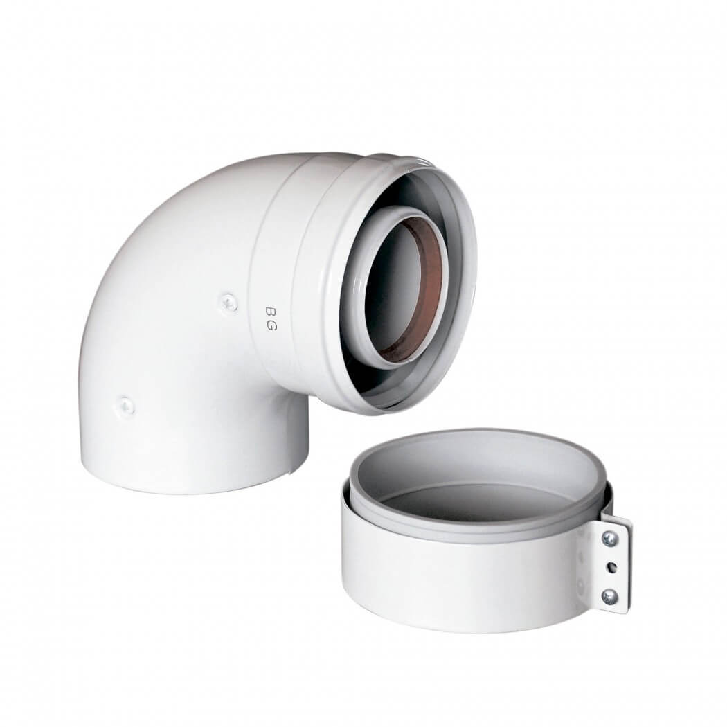 BAXI DN 60/100 коаксиальный отвод 90 (для котла) BAXI DN 60/100 коаксиальный отвод 90 (для котла)