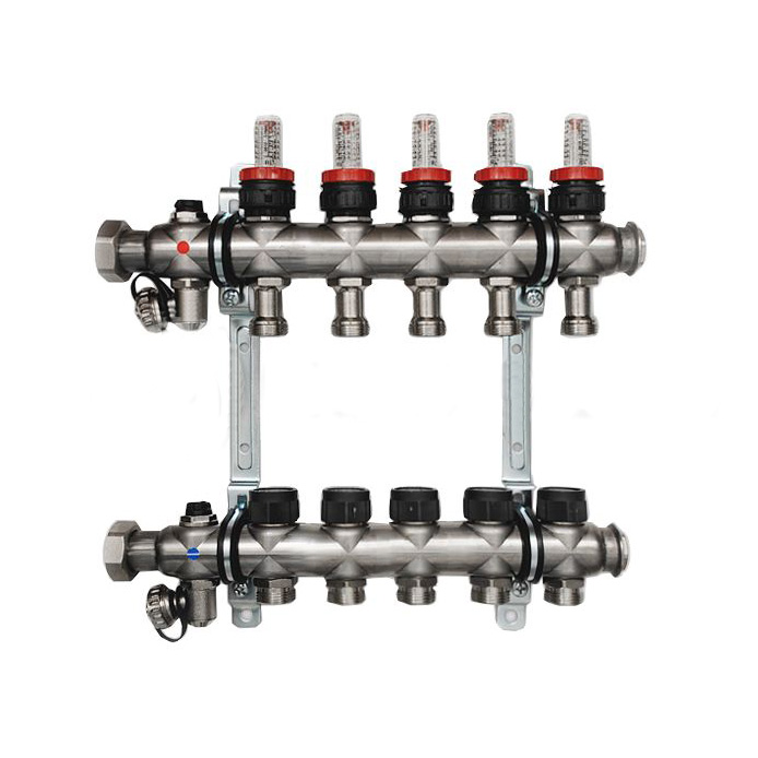 Oventrop Multidis SF Коллектор 5 х G 3/4 сталь с ротаметрами для напольного отопления Oventrop Multidis SF Коллектор 5 х G 3/4 сталь с ротаметрами для напольного отопления