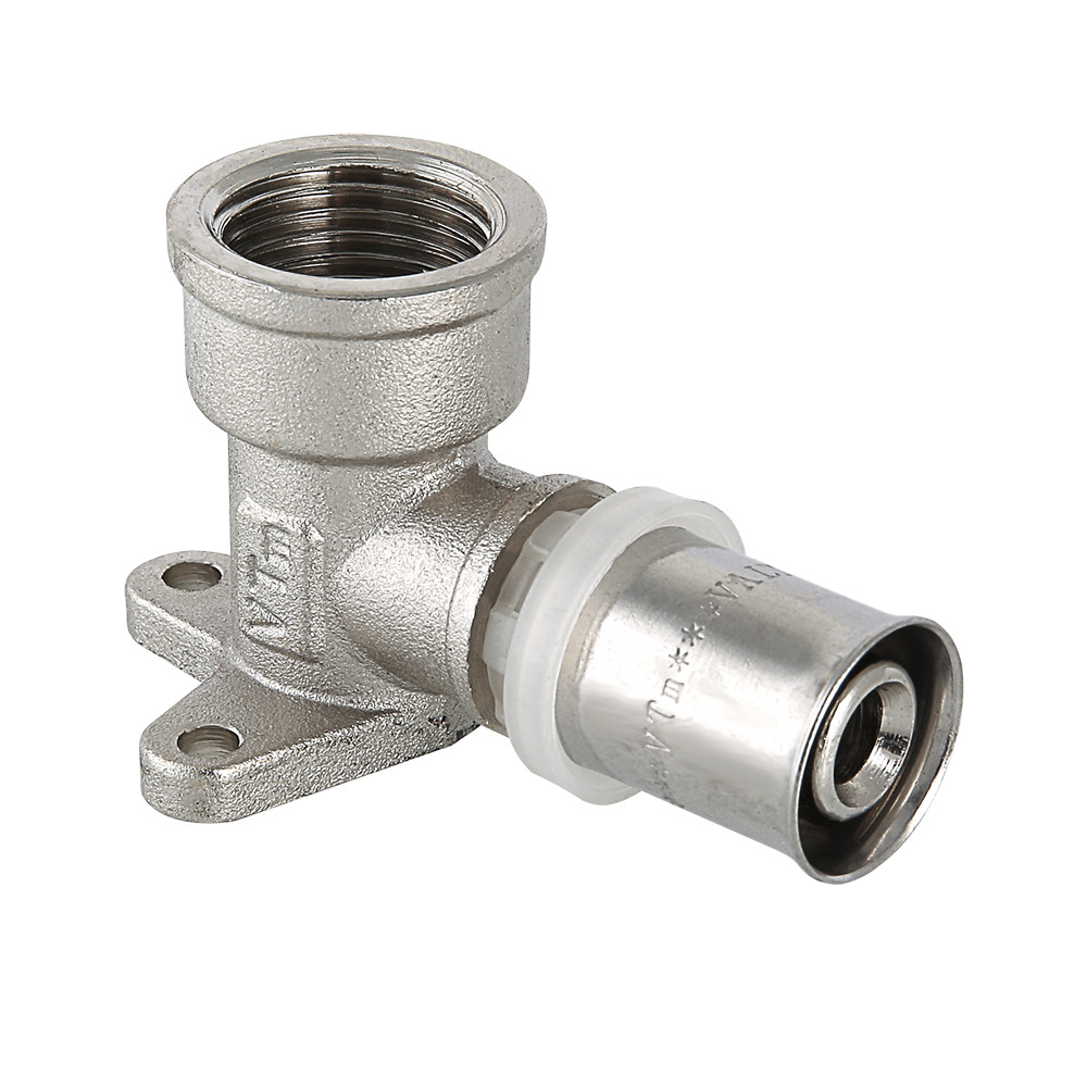 Valtec 16 мм х 1/2" Пресс-фитинг - угольник с креплением (водорозетка) Valtec 16 мм х 1/2" Пресс-фитинг - угольник с креплением (водорозетка)