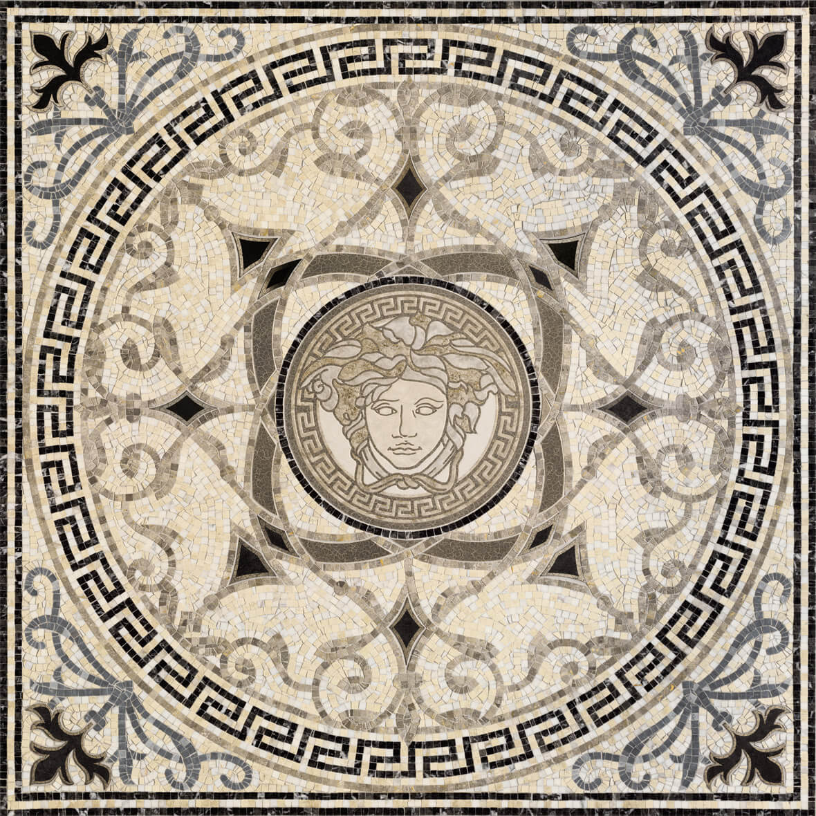 Versace Exclusive Rosone mos.white-blac 118x118 см Мозаика