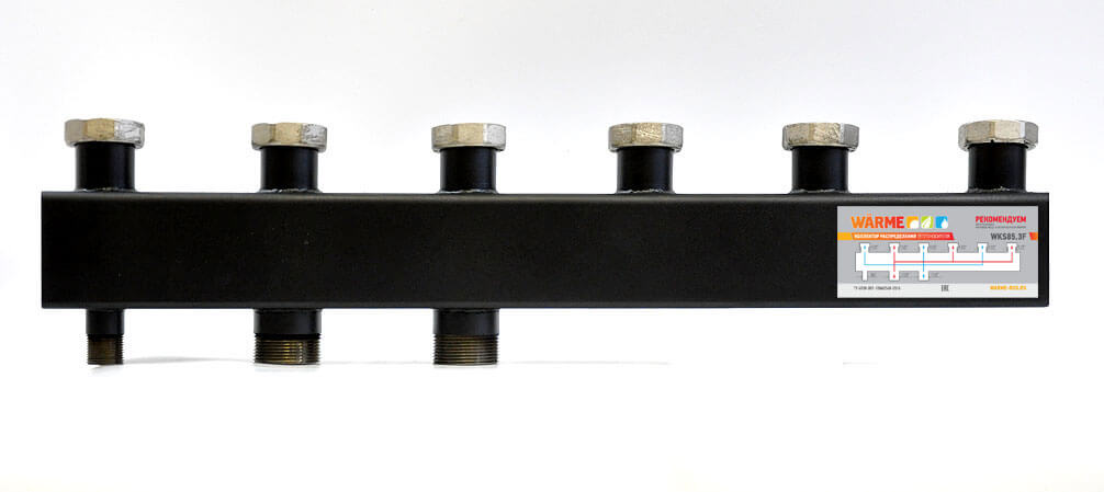 Warme WKS85.3F Коллектор черная сталь на 3 выхода 1 1/2с накидными гайками Warme WKS85.3F Коллектор черная сталь на 3 выхода 1 1/2с накидными гайками