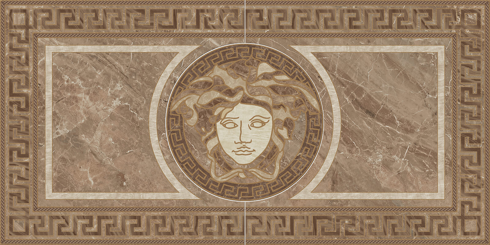 Versace Marble Rosone Marrone 58,5x117,2 см Панно