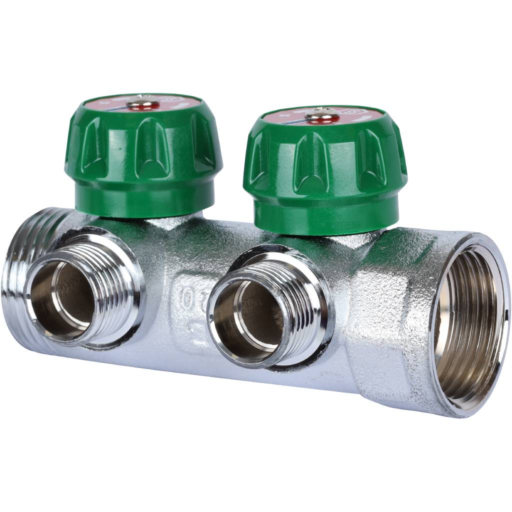 SMB-6850-011202 Stout Коллектор регулирующий 1", 2 отвода 1/2" (плоское уплотнение) SMB-6850-011202 Stout Коллектор регулирующий 1", 2 отвода 1/2" (плоское уплотнение)