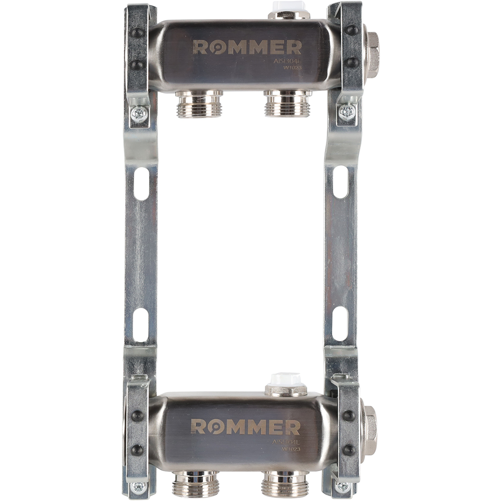 ROMMER Коллектор из нержавеющей стали для радиаторной разводки 02 вых. ROMMER Коллектор из нержавеющей стали для радиаторной разводки 02 вых.