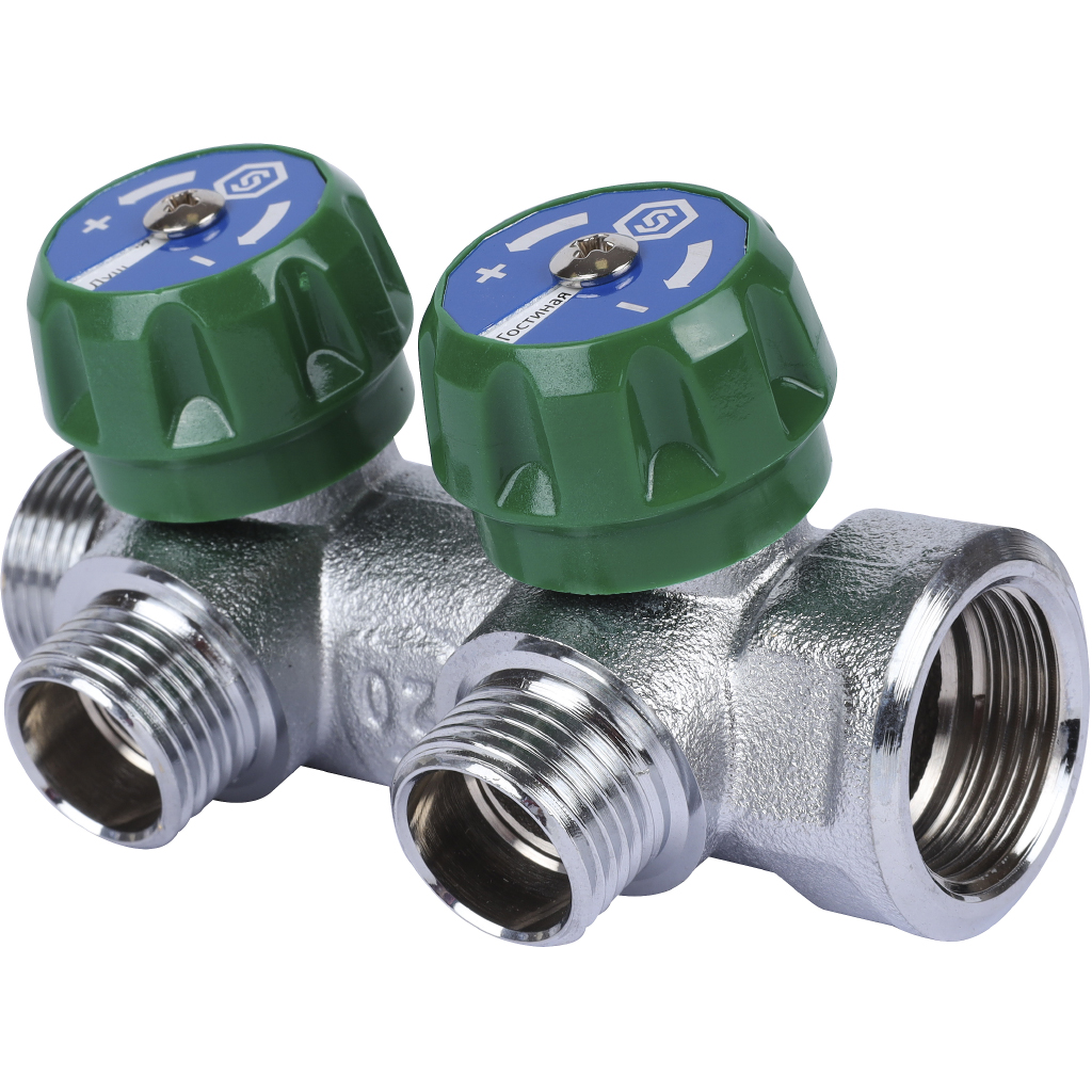 SMB-6850-341202 Stout Коллектор регулирующий 3/4", 2 отвода 1/2" (плоское уплотнение) SMB-6850-341202 Stout Коллектор регулирующий 3/4", 2 отвода 1/2" (плоское уплотнение)