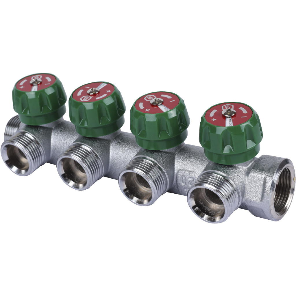 SMB-6850-343404 Stout Коллектор регулирующий 3/4", 4 отвода 3/4"ЕК