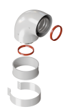 Kiturami Дымоход коаксиальный 60/100, Отвод стартовый 90 град 